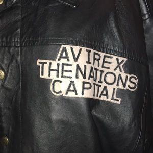 LIMITED EDITION AVIREX THE NATIONS CAPITAL REAL LEATHER BLACK BOMBER JACKET EUC